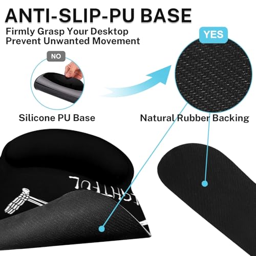 Ergonomic Mouse Pad Set with Wrist Rest, Black Skull Skeleton | Non-Slip Rubber Base Wrist Cushion Support and Coasters Mousepad with Wrist Support for Computer Keyboard - color: Skull Skeleton Black