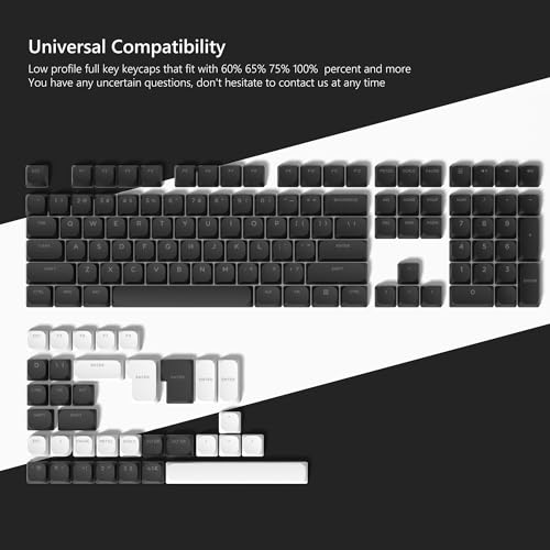 Womier Low Profile Keycaps for Mechanical Keyboard, Shine Through Keycaps | PBT Black Custom Key caps 60% 65% 75% 96% 100% for Cherry Gateron MX Switches, Black Backlight - color: Black