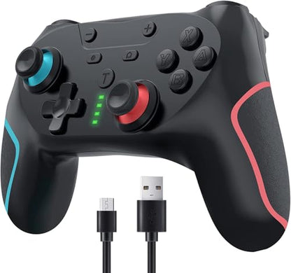 Matbip Wireless Controller for Switch/Switch Lite/Switch OLED/Switch 2, Wireless controller with 2 back buttons, 3-level TURBO adjustable(blue&red) - color: 1 blue&red