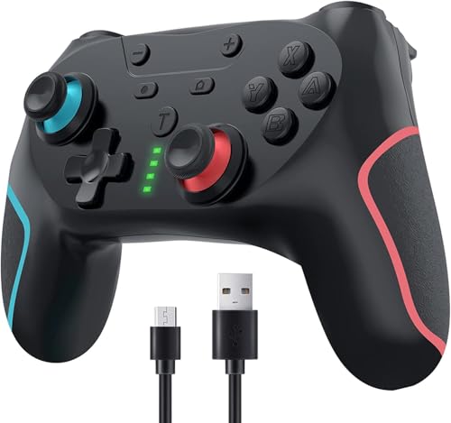 Matbip Wireless Controller for Switch/Switch Lite/Switch OLED/Switch 2, Wireless controller with 2 back buttons, 3-level TURBO adjustable(blue&red) - color: 1 blue&red