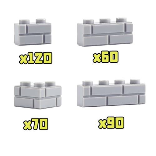 Classic Wall Bricks Bulk Accessories: 340 PCS Masonry Profile Building Block Parts and Pieces Sets(Light Gray) - color: Light Gray