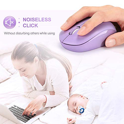 seenda Wireless Mouse for Laptop, 2.4G Noiseless Mouse with USB Receiver - Optical Tracking Portable Computer Mice for Chromebook, PC, Tablet, Windows System, 24 Months Battery Life - Purple - color: Purple