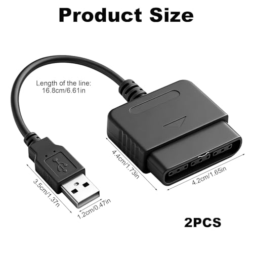 2Pcs PS2 Controller to USB Controller Adapter, Converter Cable | Compatible with Sony PlayStation PS1 PS2 Guitar Controller Gamepad to PC/PS3 [video game]