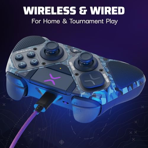 PDP Victrix Pro BFG Wireless Controller for PS4/PS5/PC, Sony 3D Audio, Modular Back Buttons/Clutch Triggers/Joystick, Call of Duty Midnight Mask - color: COD Camo Blue