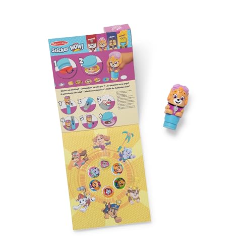 Melissa & Doug Sticker Wow! PAW Patrol Skye Stamper Toy and Activity Pad | 300 Surprise Stickers, PAW Patrol Skye Stamper, 24-Page Pad, Mess-Free Travel Toys, Arts & Crafts, Preschool Toys, Ages 3+ - size: 10.0 x 6.0 x 1.85