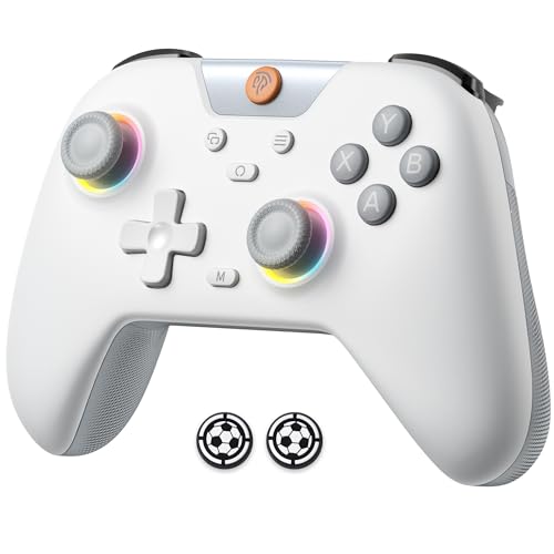 EasySMX 2.4G Wireless Bluetooth Controller for PC/Steam/Switch with Hall Triggers, Hall Joysticks and RGB Light- Upgraded PC Controller Compatible with Black Myth: Wukong, Multi-Platform Support - color: grey white