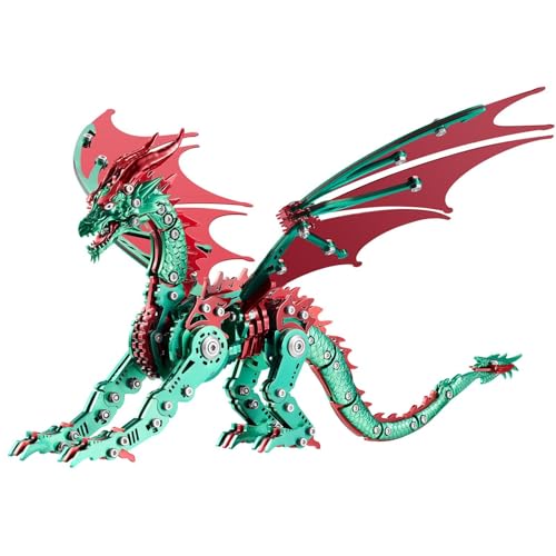 OreilleStar 3D Metal Dragon Puzzle, Mechanical Model Building Kit, Green and Red Assembly Puzzle for Adults Gift (Green Red Dragon) - color: Green Red Dragon