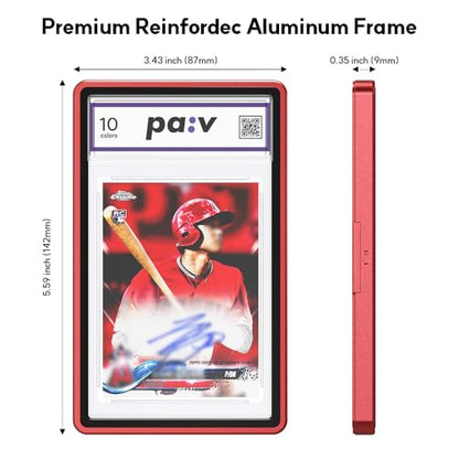 PAV PSA Snap Case –Premium Aluminium PSA Slab Protector with UV-Resistant Tempered Glass Display - Graded Guard Case for Standard 35PT PSA Slabs with Button Lock, Magnetic Stack Design - color: Red