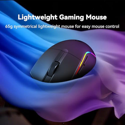 Redragon S107KS Wireless Gaming Keyboard and Mouse, RGB Backlit, 3 Mode (Wired/2.4G/BT), Up to 10,000 DPI Gaming Mouse with Software, Ultra Lightweight 65g, 25 Key Anti-Ghosting Keyboard for PC - color: Black-New
