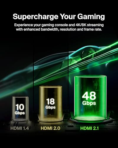 Belkin Ultra HD HDMI 2.1 Cable 6.6ft/2M, 4K Ultra High Speed HDMI Cable, 48Gbps HDMI 2.1 Cord, Dolby Vision HDR & 8K @60Hz, 10K Streaming - Compatible w/ Playstation, PS4, PS5, Xbox Series X, & More - style: 6.6ft PVC Cable