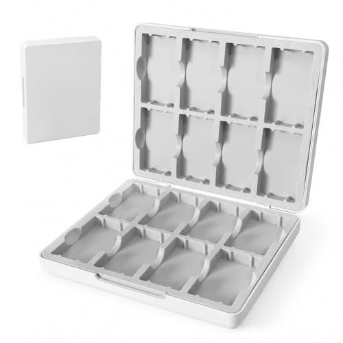 DPVPER Game Case for Gameboy Advance, 16-Slot Holder for GBA Game Storage | White ABS shell | Custom silicone slots | Magnetic closure | Compatible with Game Boy Advance Games - color: White, size: For GBA Cartridges
