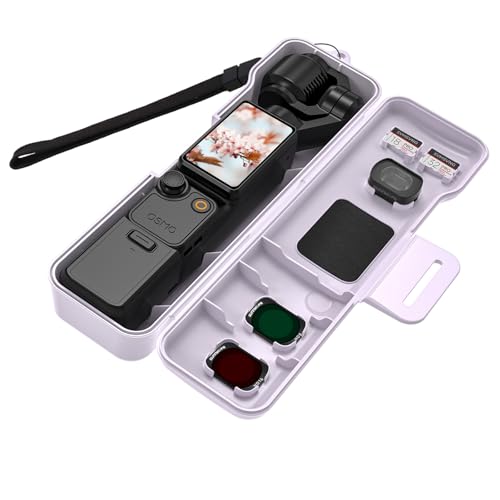 Travel Case for DJI Osmo Pocket 4/3/Xtra Muse Accessories - Purple | Pocket 4/3 Creator Combo Bag, Compact Hard Shell with 3 Magnetic CPL/ND Filters Slots and 2 SD Card Slots, with Wrist Strap - color: Purple