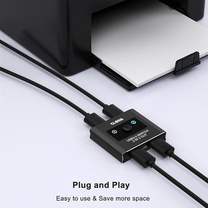 USB 3.0 Switch 2 in 2 Out, USB Switcher for 2 Computers, Share Keyboard, Mouse, Printer, Scanner, KVM Switch Selector, Compatible with Windows, Mac, Linux, Includes 2 USB-A 3.0 Cables - size: USB Switch