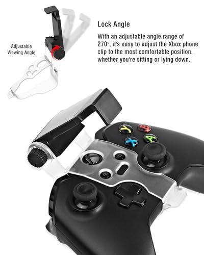 Joso Mobile Phone Holder for Xbox Controller, Cellphone Mount Clamp Compatible with Xbox Series S/X, Xbox One/S/X Gamepad, Adjustable Clip with 2 Thumb Grip Caps