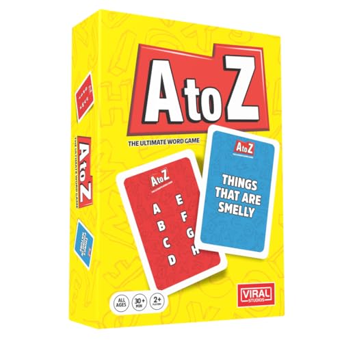 Viral Studios A to Z – Fast-Paced Word Game for Families & Game Nights – Race the Timer, Flip Letters & Shout Answers – Fun Card Game for Kids, Teens & Adults, Ages 8+, 2+ Players