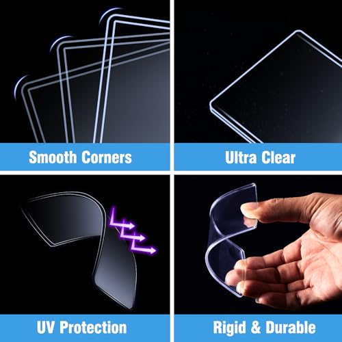 32ct Topload Card Protector, JIQEZNL Upgraded 35pt Hard Card Sleeves, 3" x 4" Card Sleeves Hard Plastic, Top Load Sleeve for Trading Cards, Rigid Pokemon Card Protectors for Baseball, Sports Cards - size: 32 Toploader