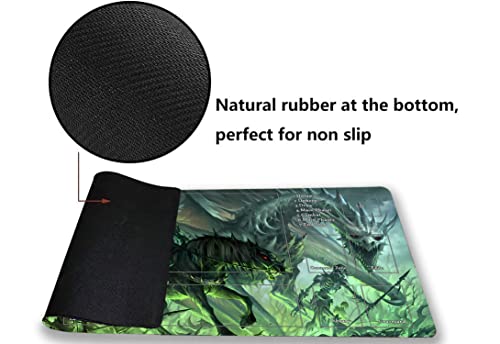 MTG Playmat, Game Play Mat for MTG TCG 24 x 14 inches Trading Card Inked Game Playmats with Storage Bag Smooth Rubber Surface Battle - color: Zombie Dragon With Zones4