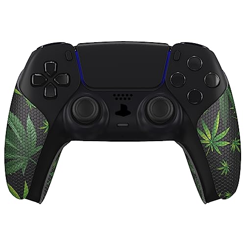 eXtremeRate PlayVital Anti-Skid Sweat-Absorbent Controller Grip for ps5, Professional Textured Soft Rubber Pads Handle Grips for ps5 Controller - Green Weeds - color: Green Weeds