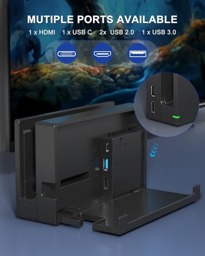 Dock Station for Switch/Switch OLED, Replacement 3-in-1 TV Dock Set with Original IC Module, AC Charger & High-Speed HDMI Cable for 1080P HD Output & Console Charging（Not Compatible with Switch 2）
