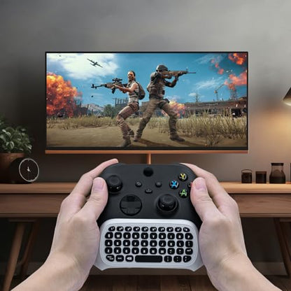 Mcbazel Mini Game Keyboard 2.4G Receiver Wireless Chatpad Message with 3.5MM Audio Jack for Xbox One/Xbox One X/S/Xbox Series X/S/XboxElite/2, Controller Keyboard Attachment - White