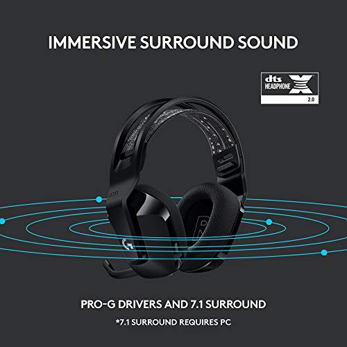 Logitech G733 Lightspeed Wireless Gaming Headset - Black | Suspension Headband, Blue VO!CE Mic, PRO-G Audio, PC, PS5, PS4, Switch Compatible - color: Black