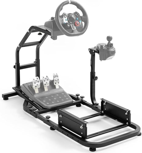Marada Standing Racing Simulator Cockpit Racing Wheel Stand Fit for Logitech G25 G27 G29 G920 G923, for Thrustmaster T300 T500 T300RS, for Fanatec Adjustable,Without Wheel Pedal & Shifter