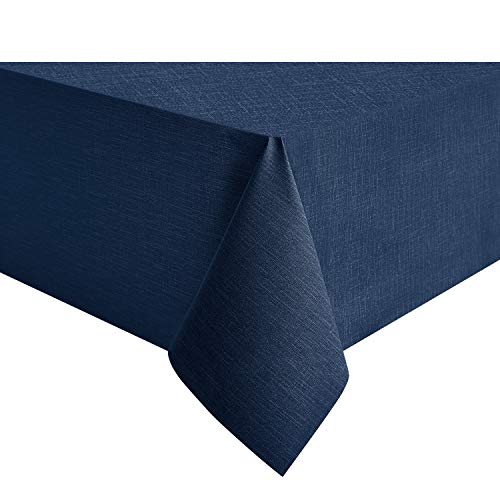 NLMUVW Square Vinyl Tablecloth 100% Waterproof Oil Proof Spill Proof PVC Table Cloth Wipe Clean Table Cover for Kitchen Dining Picnic, 42 x 42 inch, Navy - color: Navy, size: 42" x 42" (Square)