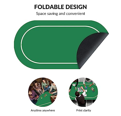 nuveti Poker Mat - 55 x 28inch Non-Slip Poker Table Game Mat - Portable Rubber Waterproof Poker mat for Table 6-8 Player Card Game Anti-Slip Rubber Poker Table Top Layout - color: 55 X 28 Inch Card Game Layout Mat1