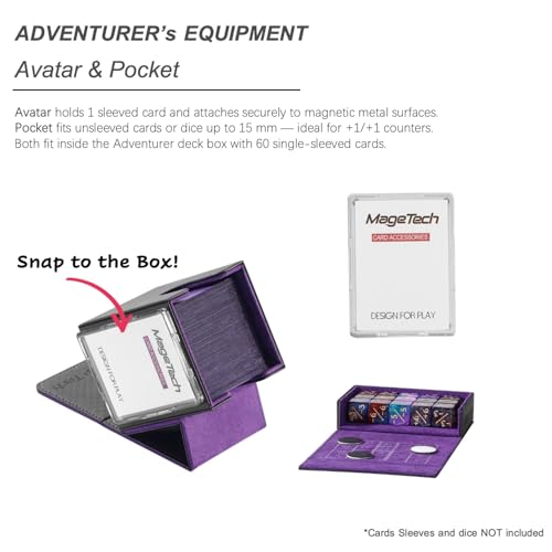Mage Tech Adventurer [Champion] 60-Card Solution - Avatar Holder + Pocket Dice Box with Life Tracker - Rugged, Expandable - MTG Standard/LOR/PTCG - Black/Purple - color: 2. Eclipse (Black/Purple), style: 3. Champion[60-card solution]