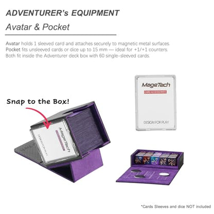 Mage Tech Adventurer [Champion] 60-Card Solution - Avatar Holder + Pocket Dice Box with Life Tracker - Rugged, Expandable - MTG Standard/LOR/PTCG - Black/Purple - color: 2. Eclipse (Black/Purple), style: 3. Champion[60-card solution]