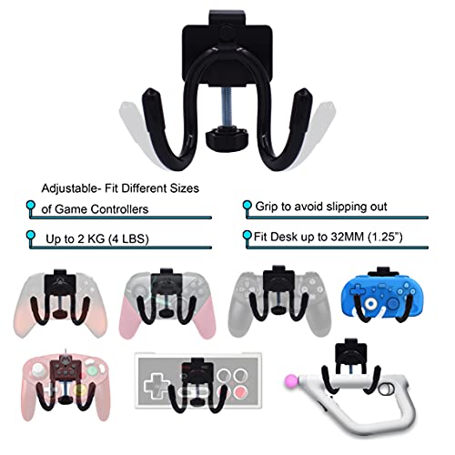 YYST Desk Mount Game Controller Holder Clamp On Hanger Holder Storage Rack for PS3/PS4/PS5/Xbox 360/Xbox One/S/X/Elite/Series S/Series X Controller, Pro Controller,etc-No Game Controller-Black
