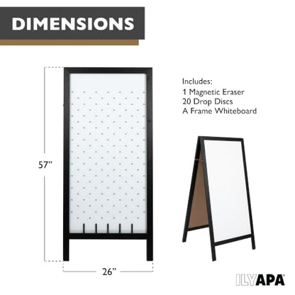 Ilyapa Prize Drop Board, 28x57 in - Penny Drop Game, Whiteboard Sign | Wooden A-Frame Whiteboard Sign, Includes 20 Coin Drop Discs & Eraser - For Trade Shows & Events - color: White, size: 28x57