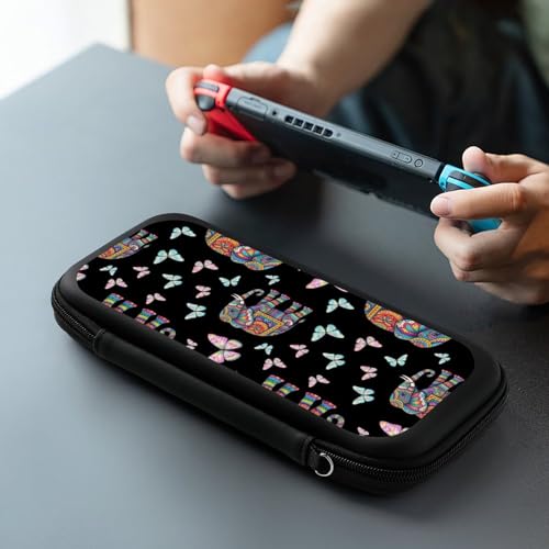PPIKTC Portable Hard Shell Case Compatible with Nintendo Switch, Shockproof Game Console Holder Bag with Carrying Straps, Elephant Butterfly - color: Design (328)