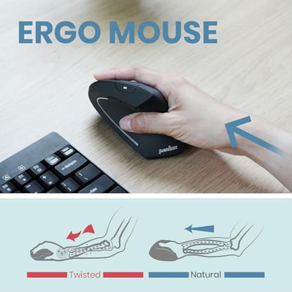 Perixx PERIMICE-713R Wireless Rechargeable Vertical Mouse - Duo Wired and Wireless Charging Feature - 6 Buttons Design - Black - Right-Handed Design - style: Wireless Rechargeable
