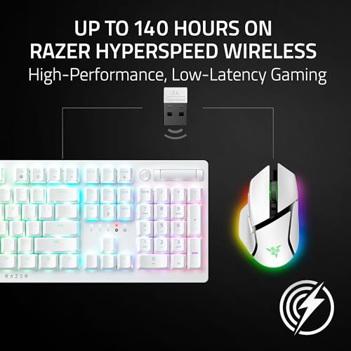 Razer Basilisk V3 Pro 35K Wireless Gaming Mouse, 140 Hr Battery, White | HyperScroll Tilt Wheel, 35K DPI Optical Sensor Gen 2, 13 Customizable Controls, Chroma RGB, Optical Switches Gen 3 - color: White