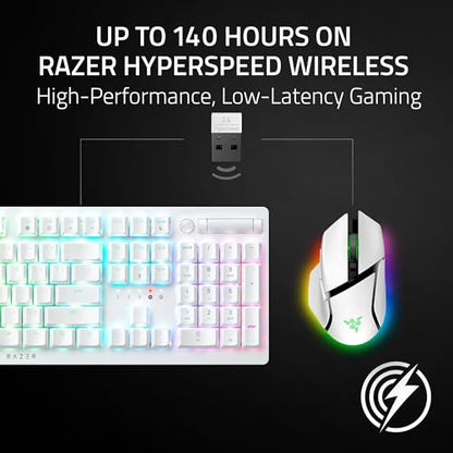 Razer Basilisk V3 Pro 35K Wireless Gaming Mouse, 140 Hr Battery, White | HyperScroll Tilt Wheel, 35K DPI Optical Sensor Gen 2, 13 Customizable Controls, Chroma RGB, Optical Switches Gen 3 - color: White