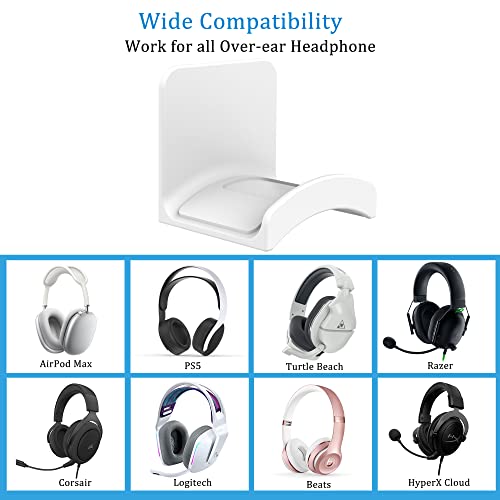 SOKUSIN Headphone Stand Headset Holder - Adhesive Gaming Earphones Hanger, Universal Desk Wall Mount Hook for All Headphone/Controller, Compatible with Beats, AirPods Max,Sony, JBL (White-2PCS) - color: White-2 Pack