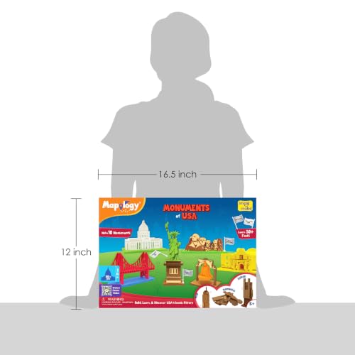 Imagimake Mapology - Monuments of USA, Build 10 3D Famous Landmarks | Educational 3D Puzzle for Kids, Learn Geography & 50+ Facts, Birthday Gift for Boys &Girls Ages 5,6,7,8,9,10,11,12 Years Old - style: Monuments of USA
