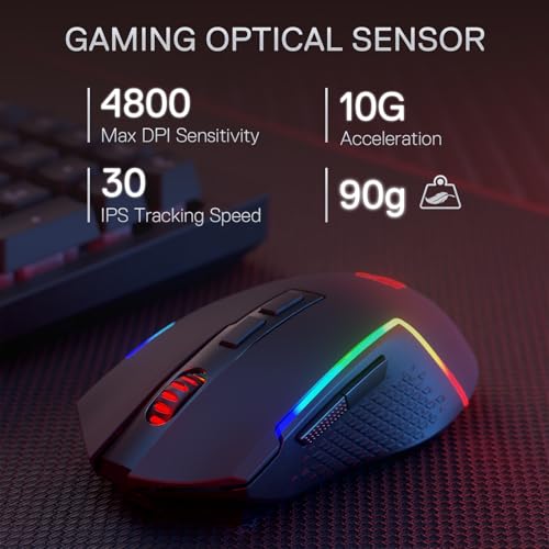 Redragon S142 Combo, K515 PRO Membrane Gaming Keyboard, M693 4800 DPI Mouse | 4 On-the-Fly Combos, No Software Needed, 0-Delay Cordless Both Devices, 7-Button Precision, Shared Dongle, On-Board CPI Mice - color: S142