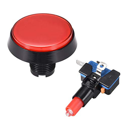 uxcell Game Push Button 60mm Round 12V LED Illuminated Push Button Switch with Micro Switch for Arcade Video Games Red 5pcs - color: Red