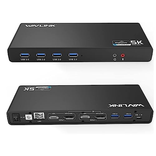 WAVLINK Pro Dual 4K@60Hz Universal Docking Station | USB 3.0/USB-C Laptop Dock for Mac (M1-M5, Neo) & Windows | 2 HDMI/DP, Gigabit Ethernet, USB 3.0 | Home Office & Multi-Screen Productivity. - color: 69DK1