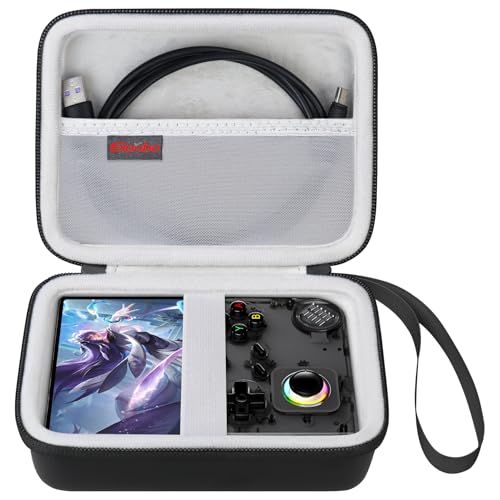 Elonbo Carrying Case for G350/ RG35XX Pro/ RG40XXV/ RG406V/ RG405V Retro Handheld Game Console, GiipGoop/ Voacle/ Anbernic Video Gaming Console Travel Storage Bag, Linux System Games Holder, Black - color: Black