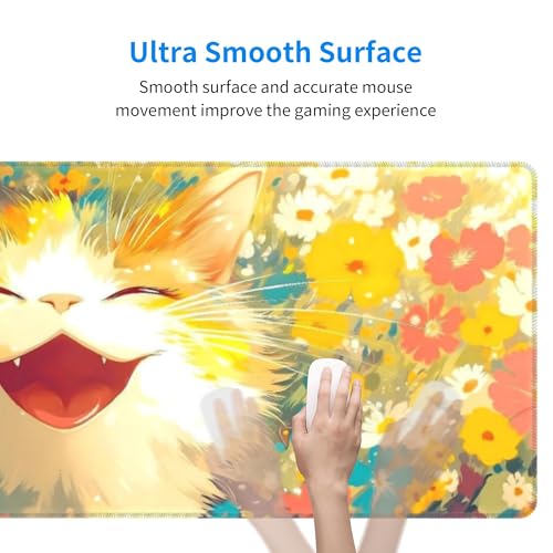Cute Cat Gaming Mouse Pad Extended Large Mouse Mat 31.5 X 11.8 Inch Nonslip Rubber Base Long Desk Pad Stitched Edges Mousepad Mice Pad for Office Home Game - color: Cute Cat