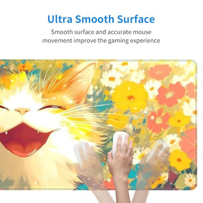 Cute Cat Gaming Mouse Pad Extended Large Mouse Mat 31.5 X 11.8 Inch Nonslip Rubber Base Long Desk Pad Stitched Edges Mousepad Mice Pad for Office Home Game - color: Cute Cat