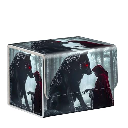 for Card Storage - High Capacity Anime Card Sleeves, Commander Decks, Black Wolf with Red Eyes - color: Black Wolf with Red Glowing Eyes