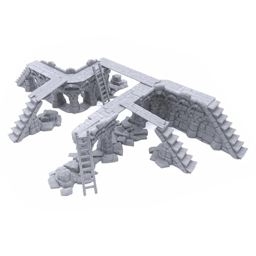 Ruined Town Modular Walls II - DND Terrain, 28mm Miniature Wargaming, Tabletop Wargame Scenery