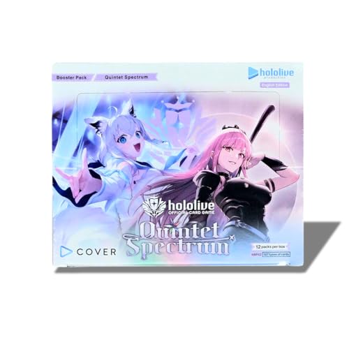 Hololive Official Card Game: Quintet Spectrum Booster Box | 12 Packs Anime TCG with Shirakami Fubuki, Houshou Marine, Mori Calliope & More | Premium Trading Card Collectible