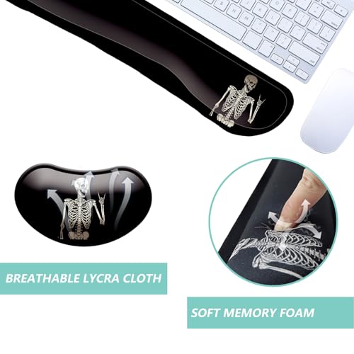 Keyboard Wrist Rest Mouse Wrist Support Set, Memory Foam Wrist Rest Pad for Computer Laptop Keyboard Mouse, Ergonomic Wrist Cushion Support for Typing Pain Relief, Gaming Home Office, Human Skeleton - color: Human Skeleton