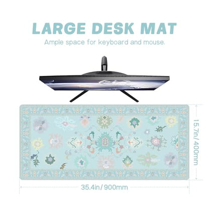 Baziabbo Blue Desk Mat,XXL Extended Big Mouse Pad,Gaming Mousepad with Stitched Edge,Non-Slip Rubber Base Keyboard Desk Pad for Home Office Study Game - color: Blue Ozarks