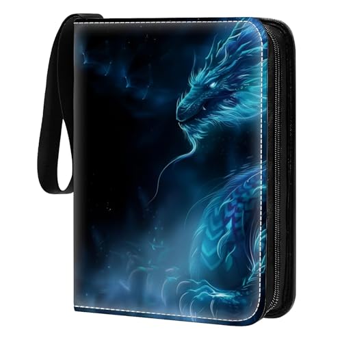 Card Binder 400 Pockets, 50 Sleeves Large Binder Trading Cards Holder 4 Pocket, Storage Organizer, Album Folder Case Protector Collector Gift Dragon Neon Shadows - color: Dragon Neon Shadows, size: 4 Pocket